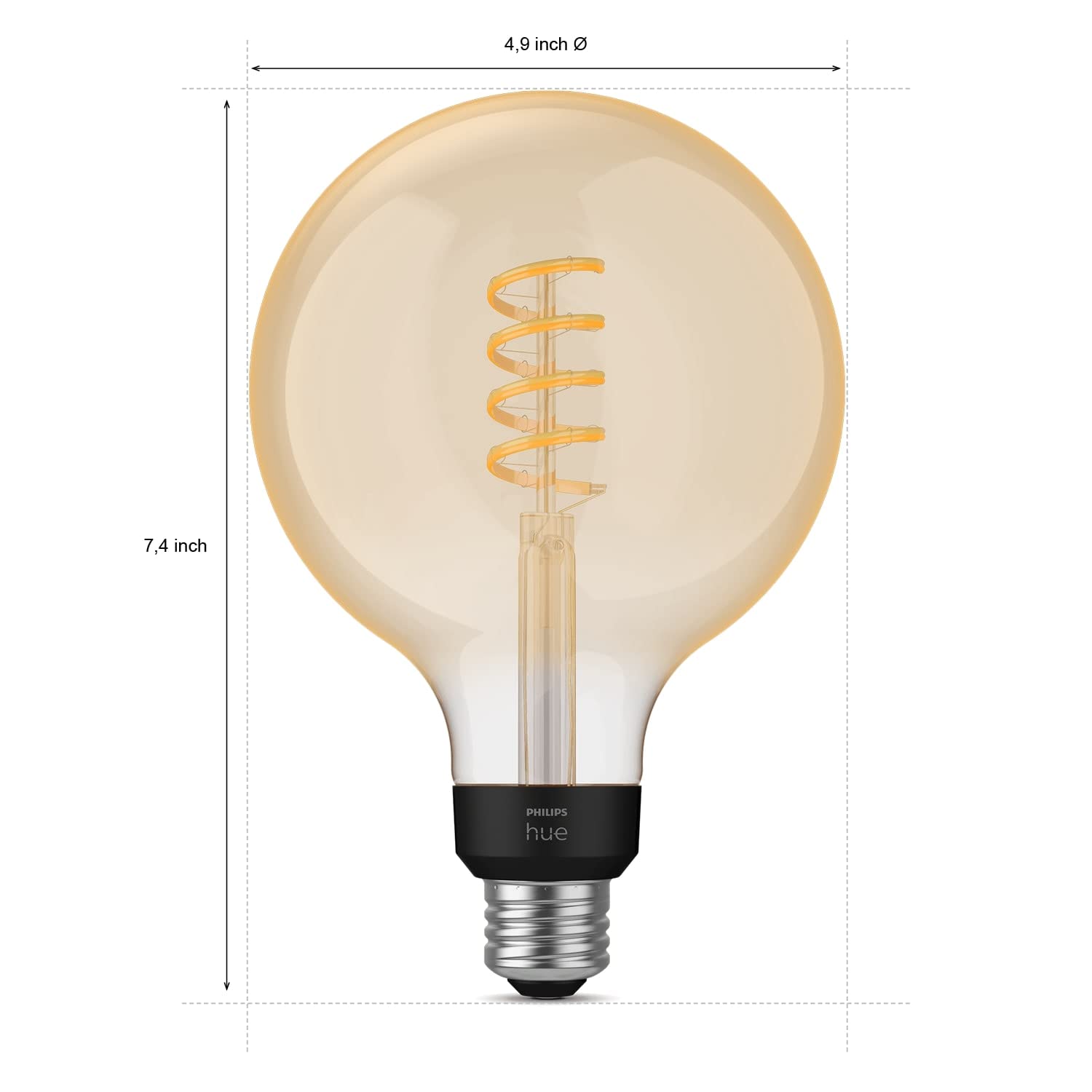 Amazon.com: Philips Hue Smart 60W G40 Filament LED Bulb - White